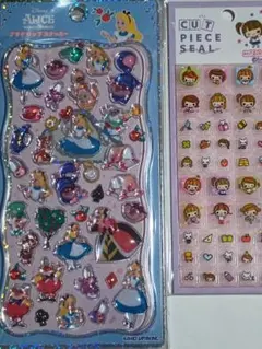 新品2点(アリス＆JK)⬛プチドロップステッカーシール＆⬛ディズニー国内正規品