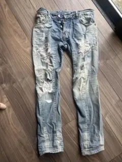 DSQUAREDダメージ加工デニムパンツ ライトブルー