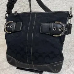美品COACHショルダーバッグソーホーシグネチャーキャンバス×レザー