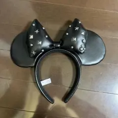 ディズニー ミニー スタッズ 黒 リボン カチューシャ