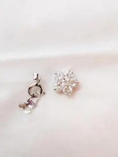 シルバー925 花形クリスタルチャーム ネックレス