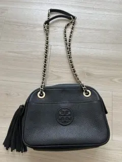 美品 トリーバーチ 2way ショルダーバッグ マリオン レザー ネイビー