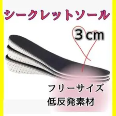 【3cm】シークレットインソール 靴 中敷き 身長 盛る 男女兼用 サイズ調整可