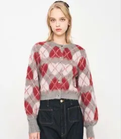 DEICY デイシー ハートアーガイルカーディガン グレー