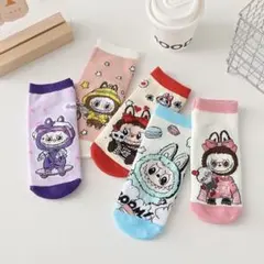 新品　ラブブLABUBUソックスキャラクター5足セット レディース子ども女性靴下