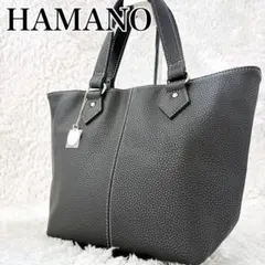 HAMANO ハマノ 皇室御用達 黒 ハンドバッグ レザー調 上品 美品のサムネイル