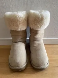 ベージュ ムートンブーツ 膝下丈