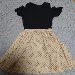 130サイズ 半袖ドット柄半袖ワンピース