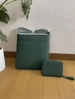 新品⭐︎未使用　BARCOS ショルダーバッグ　財布 セット 牛革 グリーン　開運