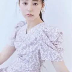 美品 スナイデル Sustainableギャザープリントワンピース ピンク S