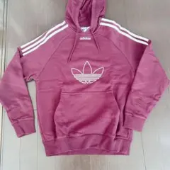 オリジナルアディダス　バーガンディ フード付きパーカー
