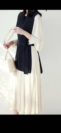 COCODEAL ニットベストレイヤードボリュームスリーブワンピース