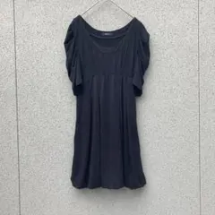 2474【COMME CA ISM】F♡フリル袖 チュニック ミニワンピ 黒