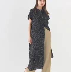 OMNES　コットンボイル総柄半袖シャツワンピース