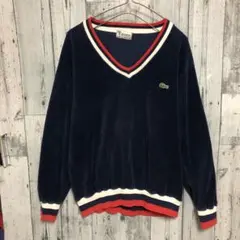 70s IZOD LACOSTE Vネック ニット 糸巻 アイゾット ラコステ