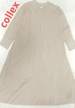 collex　シャツワンピース　ストライプ　美品　綿100%　ベージュのサムネイル