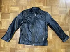 ほぼ新品　牛革 シングルライダースジャケット ブラック メンズ