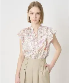 アナイ 現行品 ペイズリー柄 フリルスリーブ ノースリーブブラウス 