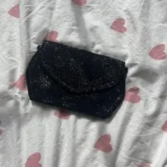 ビーズ装飾 黒 クラッチバッグ　チェーンつけれます。