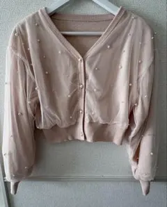 MAJESTIC LEGON パール装飾付きクロップドカーディガン