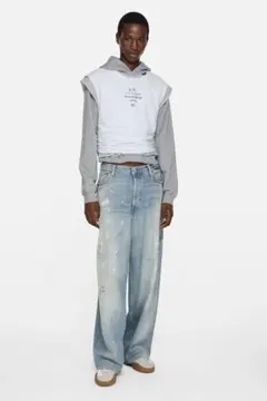 acne studios 2023 バギーデニム　レザーパッチ acne studios 2023 バギーデニム レザーパッチ美品 - メルカリ