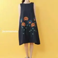 Jocomomola ホコモモラ　フラワーアップリケワンピース　ワンピースのサムネイル