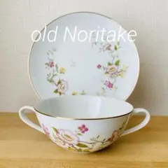 ＊⚫︎オールドノリタケ　 ダブルハンドルスープカップ＆プレート　　　　　　　和2上
