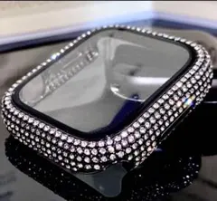黒★Apple Watch 保護カバー パヴェglassケース キラキラ