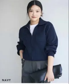 AIRI COLLABORATION 襟付きジップトップス　ネイビー