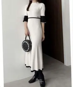 【マリクアコラボ】バックシャンデイジーストラップマーメイドニットワンピース