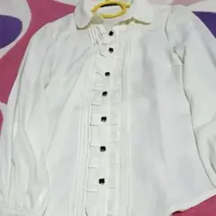 【美品】INGNI 白 ブラウス フリル 花 ビジューボタン イング