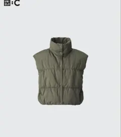 未着用 Mサイズ UNIQLO :C ダウンクロップドベスト オリーブのサムネイル