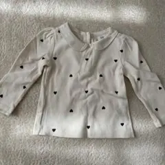baby GAP アイボリー ハート柄 長袖シャツ 12-18ヶ月
