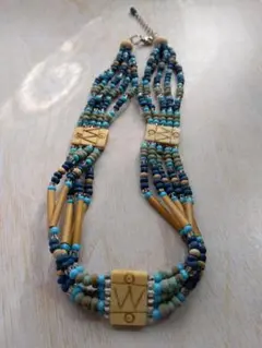 エスニックスタイル チョーカー ネックレス 青系