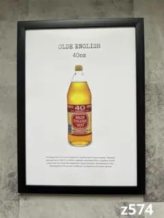 z574 オールドイングリッシュ　40oz ビール　A4額付き HIPHOP