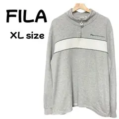 FILA フィラ ハーフジップ スウェット トレーナー ロゴ刺繍 XL グレー