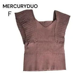 MERCURYDUO クロップド Vネック フリル袖しなやか ニット Fブラウン