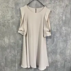 アサクラ　袖レース　ひざ丈ワンピース　フォーマル　パーティー　裏地あり　38