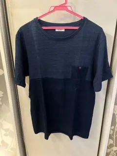 美品　グローバルワーク　ダークブルー グラデーション Tシャツ　ＸＬ　ポケット