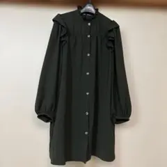 ZARAダークグリーンロングシャツ美品