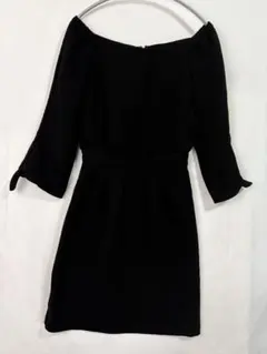 PROPORTION オフショルダー ドレス 黒 七分袖 膝丈 ワンピース