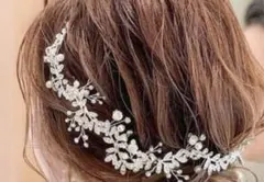 小枝 リーフ ビジュー パール ヘッドドレス　結婚式