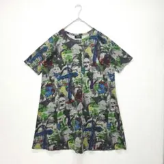 zucca トップス カットソー Tシャツ 総柄 フェイス柄 グレー Mのサムネイル