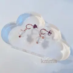 合成オパール＆ジルコニア＊上品揺れピアス＊チタンポストフープ