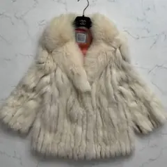 XL ボリューム感◎銀SAGA 毛皮コート フォックスファー 肉厚女優襟