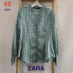 ZARA 幾何学模様 長袖ブラウス　 XSサイズ
