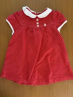 【美品】miki HOUSE ワンピース レッド 80cmのサムネイル