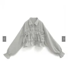 GRL ストライプ柄　フリルショート丈ブラウス　on299