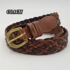 良品 COACH コーチ ベルト レザー 編み込み
