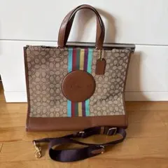 COACH トートバッグ ブラウン/マルチカラー